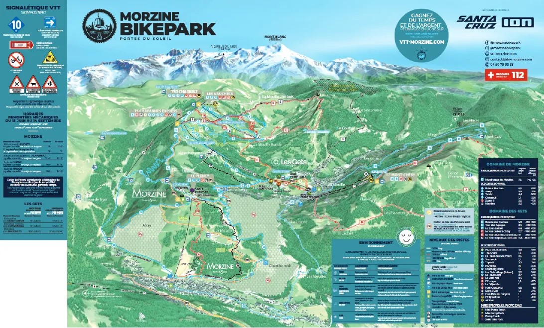 Plan des pistes de VTT de Morzine Bikepark